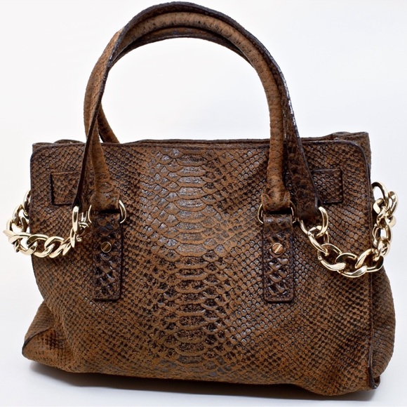 Michael Kors Gold and Brown Satchel with Elegant Hardware - Picture 2 of 9